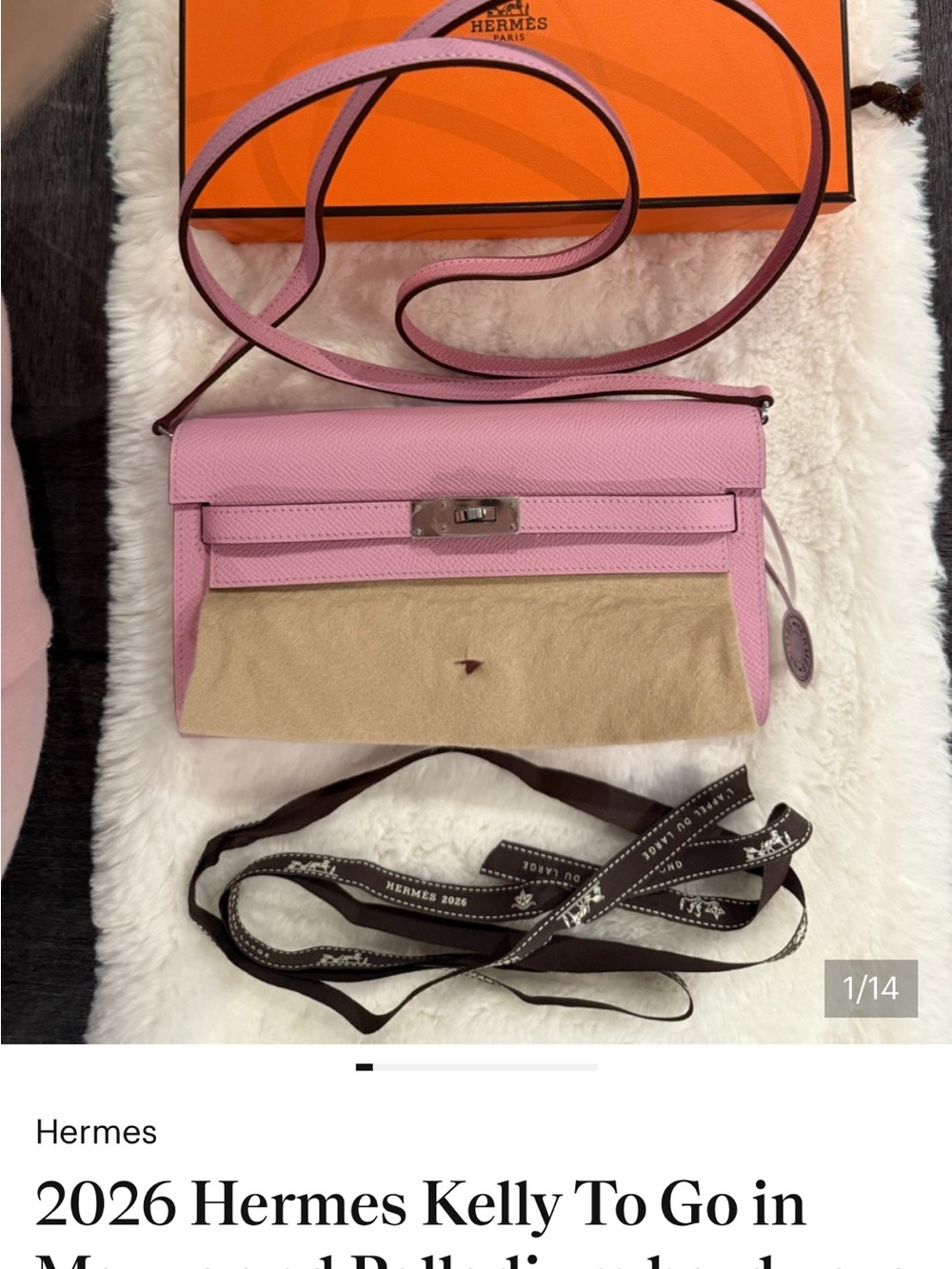 Hermes Pink and Beige Kelly To Go Crossbody with Silver Hardware